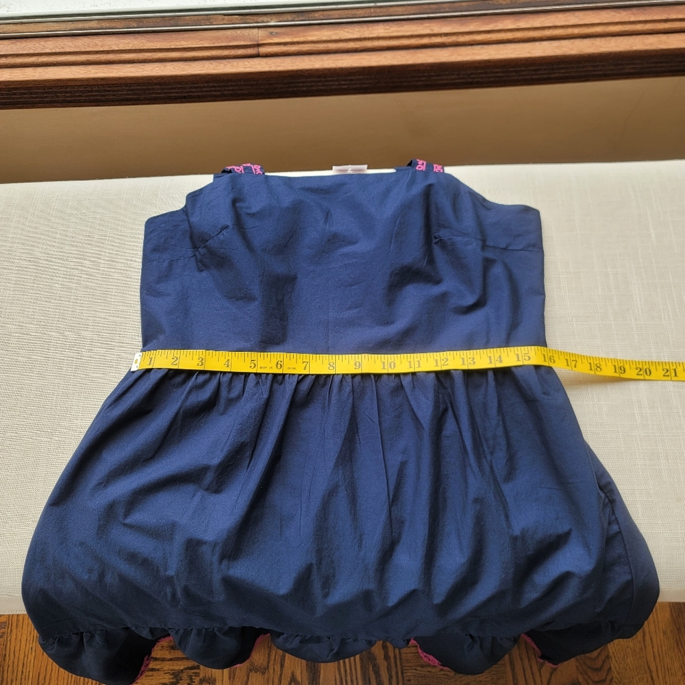 New! J Crew size 4 Embroidered Scalloped Tiered Dress Navy Blue NWT - Picture 12 of 15
